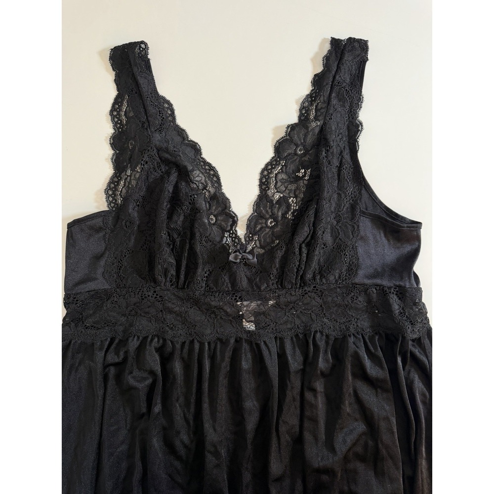 Bella Donna Black Slip Dress Nightgown Lace Chemise Dark Romantic Goth Plus 1X